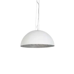 QAZQA Moderne Hängelampe Weiß mit Silber 70cm - Magna