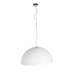 QAZQA Moderne Hängelampe Weiß mit Silber 70cm - Magna