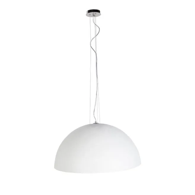 QAZQA Moderne Hängelampe Weiß mit Silber 70cm - Magna