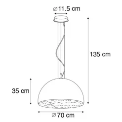 QAZQA Moderne Hängelampe Weiß mit Silber 70cm - Magna