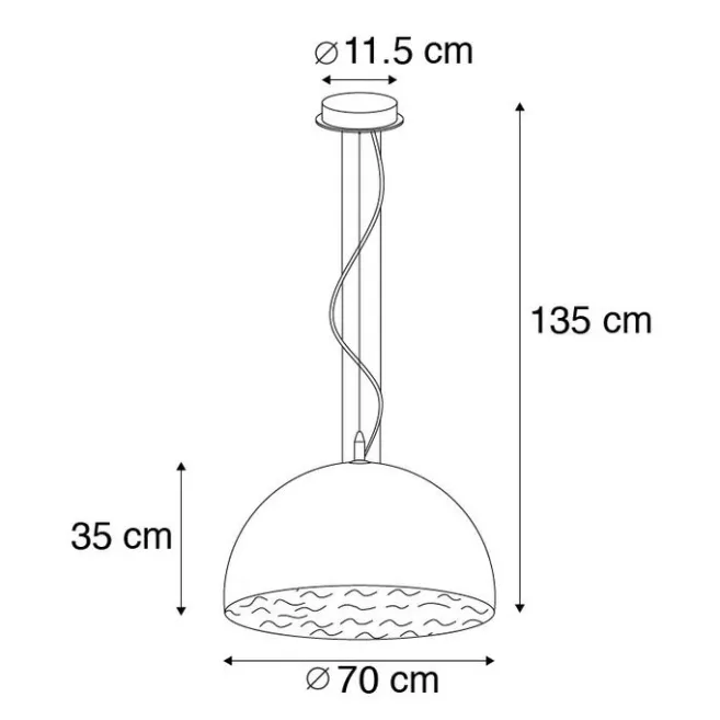 QAZQA Moderne Hängelampe Weiß mit Silber 70cm - Magna