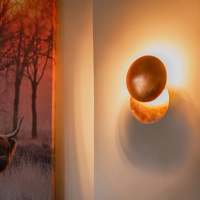 QAZQA Moderne Kupferfarbene Runde Wandleuchte 20cm - Sunrise