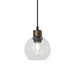 QAZQA Moderne Pendelleuchte Bronze mit Klarglas für 1-Phasen-Schienensystem - Iconic Lava