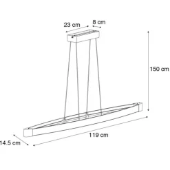 Honsel Moderne Pendelleuchte schwarz inkl. LED 3-stufig dimmbar - Dasha