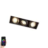 QAZQA Moderne Smart Einbau Spot schwarz trimmlos inkl. 3 GU10 Wifi - Oneon 3