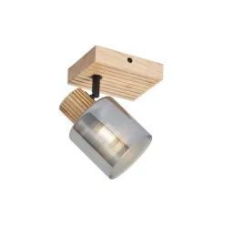 QAZQA Moderne spot hout met smoke glas draai- en kantelbaar - Gracy