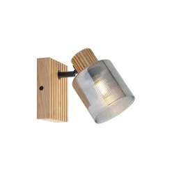 QAZQA Moderne spot hout met smoke glas draai- en kantelbaar - Gracy