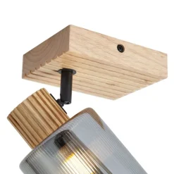 QAZQA Moderne spot hout met smoke glas draai- en kantelbaar - Gracy