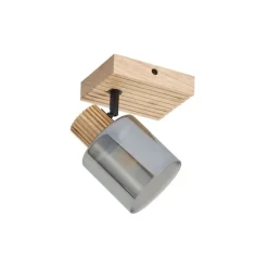 QAZQA Moderne spot hout met smoke glas draai- en kantelbaar - Gracy