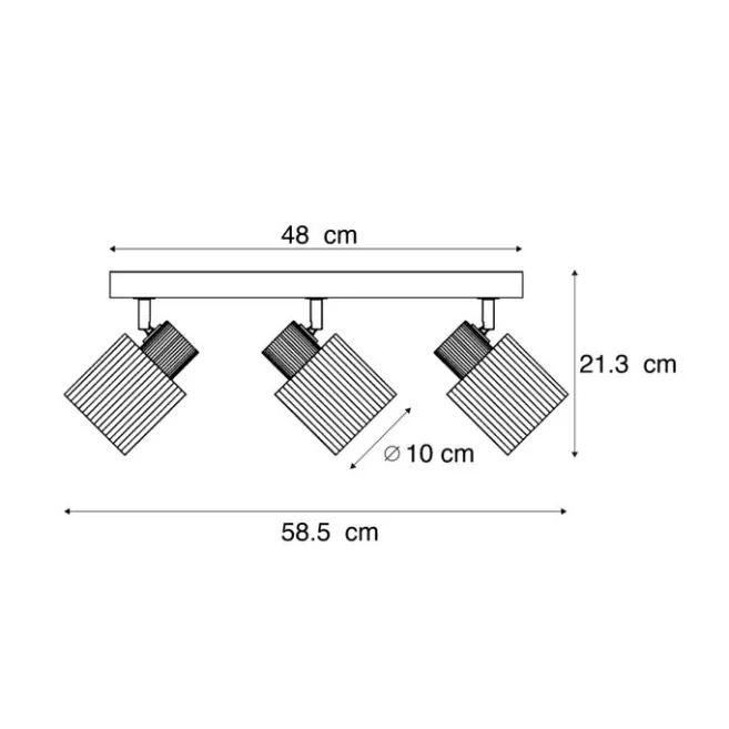 QAZQA Moderne spot hout met smoke glas 3-lichts draai- en kantelbaar - Gracy