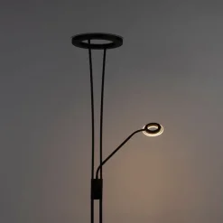 QAZQA Moderne Stehleuchte schwarz inkl. LED mit Lesearm - Divine