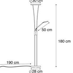 QAZQA Moderne Stehleuchte schwarz inkl. LED mit Lesearm - Divine
