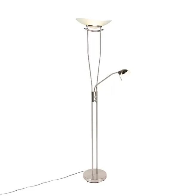 QAZQA Moderne Stehleuchte Stahl inkl. LED und Dimmer - Lexus