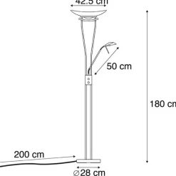 QAZQA Moderne Stehleuchte Stahl inkl. LED und Dimmer - Lexus