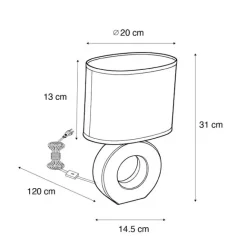 Honsel Moderne Tischlampe in Beige mit Stahl - Tohu