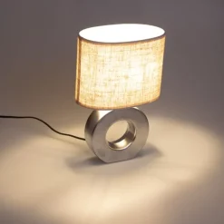 Honsel Moderne Tischlampe in Beige mit Stahl - Tohu