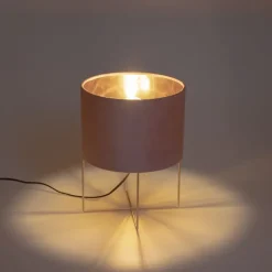Honsel Moderne Tischlampe rosa mit Gold - Rosalina