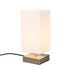 QAZQA Moderne Tischlampe weiß mit Stahl - Milo