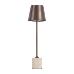 QAZQA Moderne Tischleuchte Dunkelbronze 37cm inkl. LED Dimmbar IP54 Wiederaufladbar - Topi