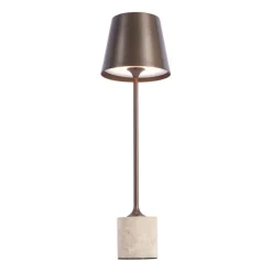 QAZQA Moderne Tischleuchte Dunkelbronze 37cm inkl. LED Dimmbar IP54 Wiederaufladbar - Topi