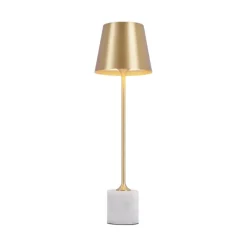 QAZQA Moderne Tischleuchte Gold 37cm inkl. LED Dimmbar IP54 Wiederaufladbar - Topi