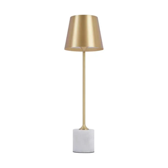 QAZQA Moderne Tischleuchte Gold 37cm inkl. LED Dimmbar IP54 Wiederaufladbar - Topi