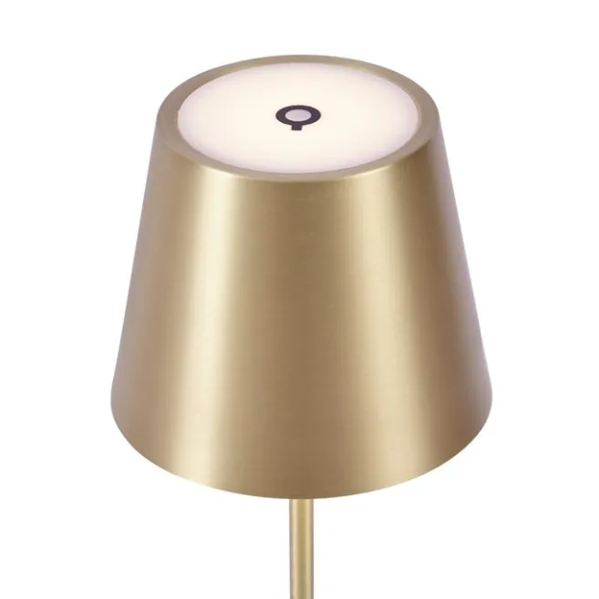 QAZQA Moderne Tischleuchte Gold 37cm inkl. LED Dimmbar IP54 Wiederaufladbar - Topi