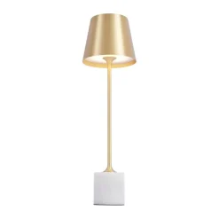 QAZQA Moderne Tischleuchte Gold 37cm inkl. LED Dimmbar IP54 Wiederaufladbar - Topi
