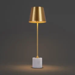 QAZQA Moderne Tischleuchte Gold 37cm inkl. LED Dimmbar IP54 Wiederaufladbar - Topi