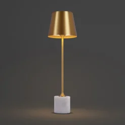 QAZQA Moderne Tischleuchte Gold 37cm inkl. LED Dimmbar IP54 Wiederaufladbar - Topi