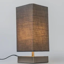 QAZQA Moderne Tischleuchte grau mit Stahl - Milo