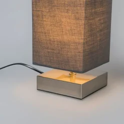 QAZQA Moderne Tischleuchte grau mit Stahl - Milo