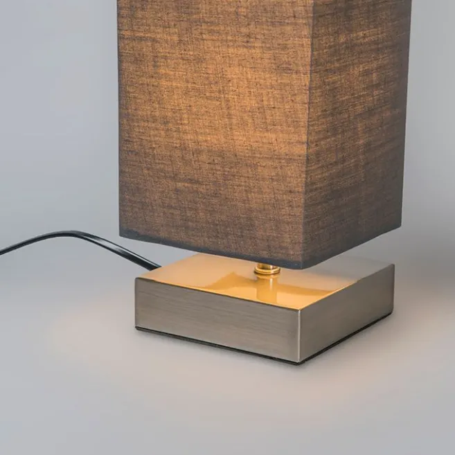 QAZQA Moderne Tischleuchte grau mit Stahl - Milo