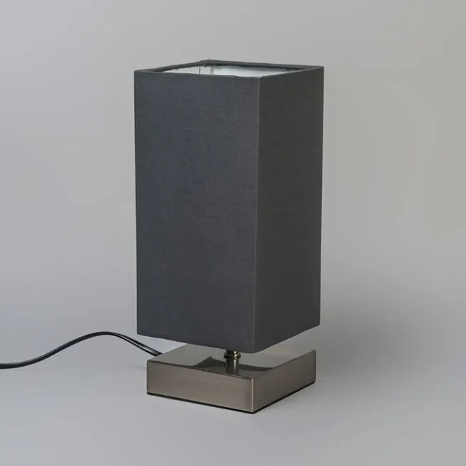 QAZQA Moderne Tischleuchte grau mit Stahl - Milo