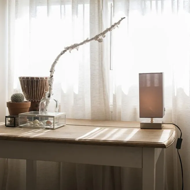 QAZQA Moderne Tischleuchte grau mit Stahl - Milo