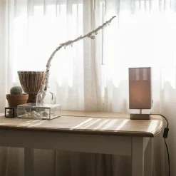 QAZQA Moderne Tischleuchte grau mit Stahl - Milo