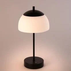 Honsel Moderne Tischleuchte schwarz mit Opalglas inkl. LED 3-Stufen-dimmbar - Djent