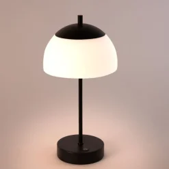 Honsel Moderne Tischleuchte schwarz mit Opalglas inkl. LED 3-Stufen-dimmbar - Djent