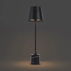 QAZQA Moderne Tischleuchte Schwarz 37cm inkl. LED Dimmbar IP54 Wiederaufladbar - Topi