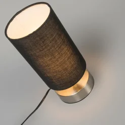 QAZQA Moderne Tischleuchte schwarz mit Stahl - Milo 2