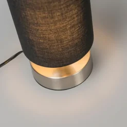 QAZQA Moderne Tischleuchte schwarz mit Stahl - Milo 2