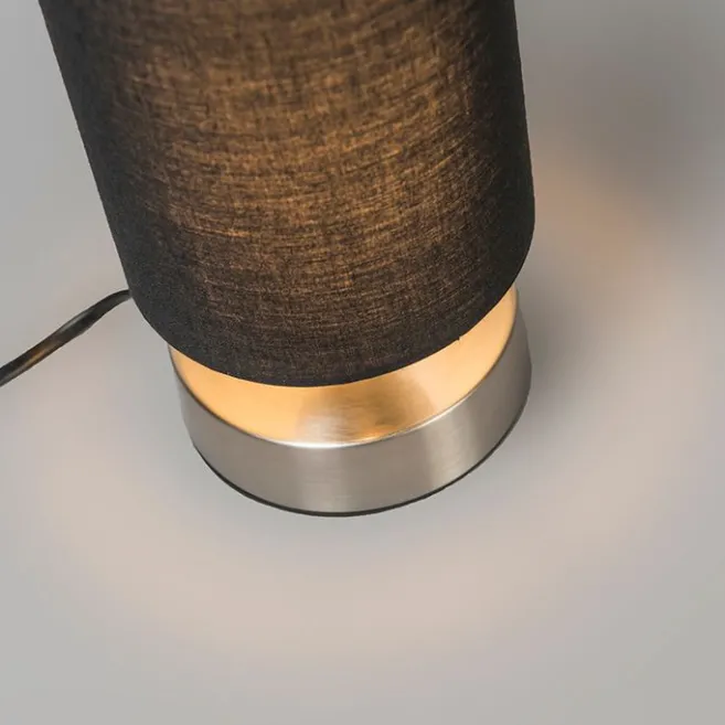 QAZQA Moderne Tischleuchte schwarz mit Stahl - Milo 2