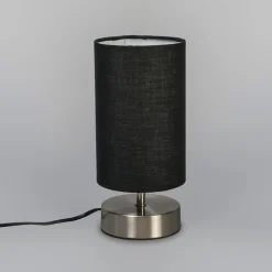 QAZQA Moderne Tischleuchte schwarz mit Stahl - Milo 2