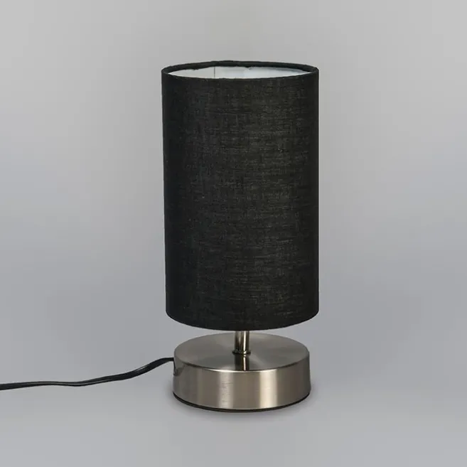 QAZQA Moderne Tischleuchte schwarz mit Stahl - Milo 2