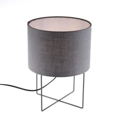 Honsel Moderne Tischleuchte schwarz mit grauem Schirm - Hina