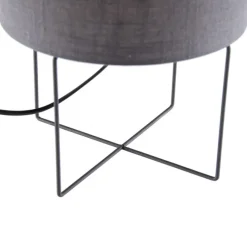 Honsel Moderne Tischleuchte schwarz mit grauem Schirm - Hina