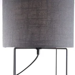 Honsel Moderne Tischleuchte schwarz mit grauem Schirm - Hina