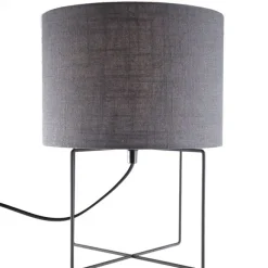Honsel Moderne Tischleuchte schwarz mit grauem Schirm - Hina