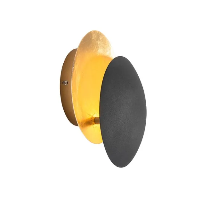 QAZQA Moderne Wandlampe schwarz mit Gold - Sunrise