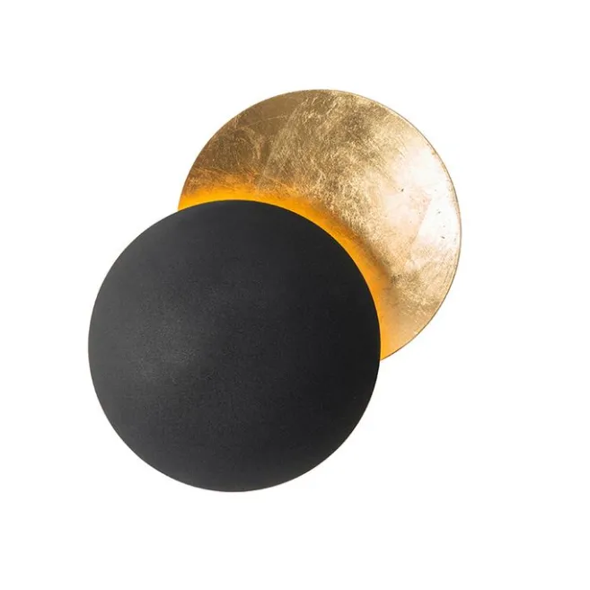 QAZQA Moderne Wandlampe schwarz mit Gold - Sunrise